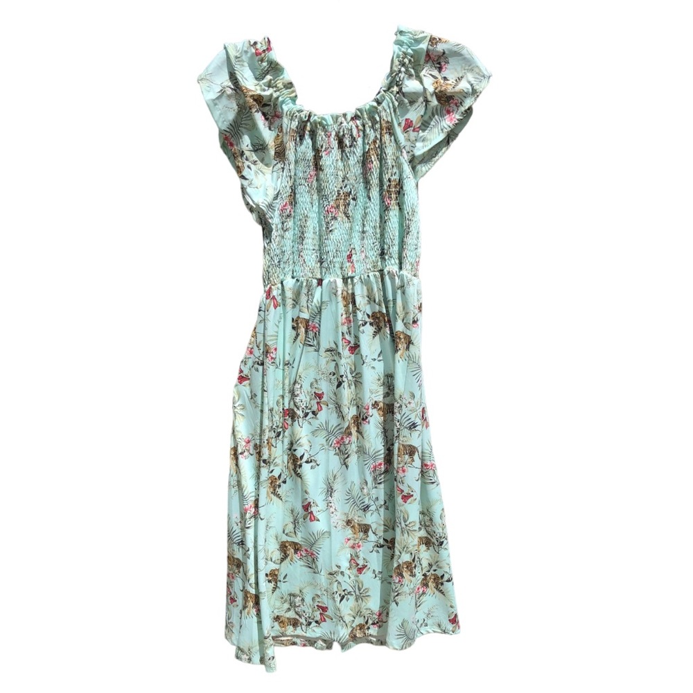 • Robert Louis Smocked Green Floral Peasant Dress, Med - Picture 8 of 8